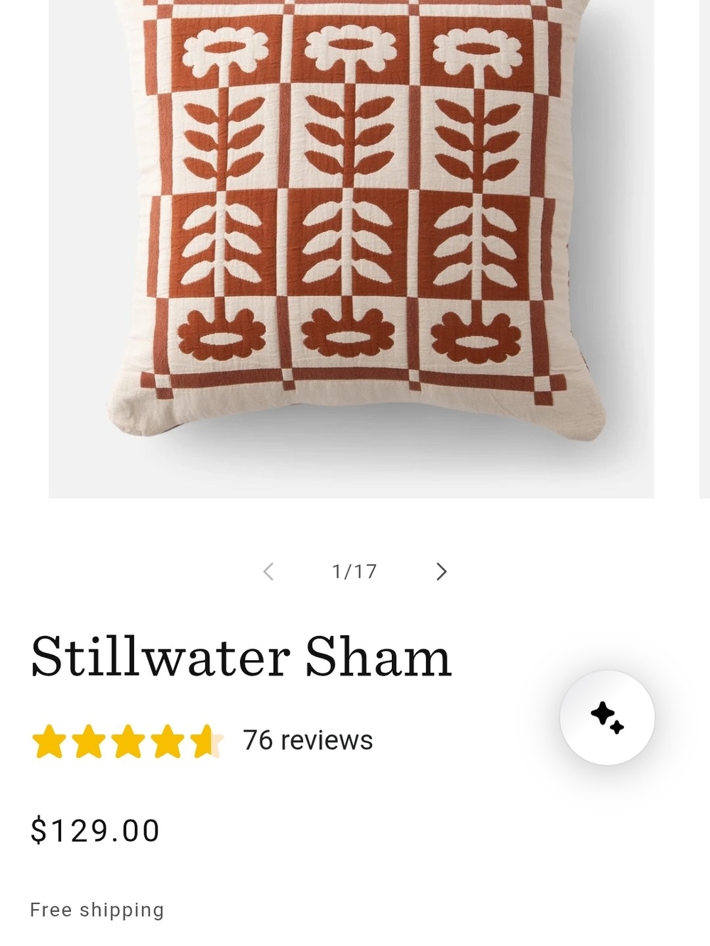 Schoolhouse Stillwater Shams (Two) in Auburn and Cream Floral Quilt Pattern